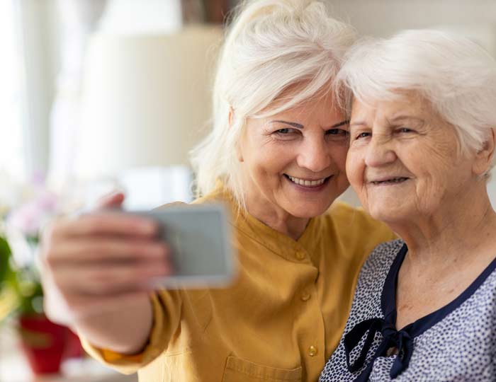 Daughter and mother taking a selfie