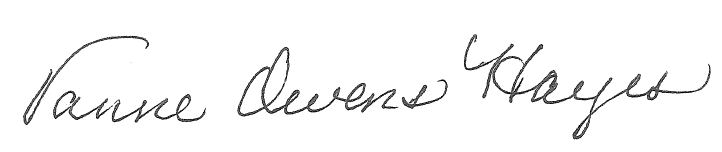 Vanne Owens Hayes signature