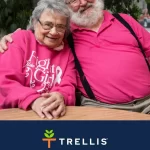Photo of two people hugging with the words "Trellis 2024 Year in Review" beneath them.