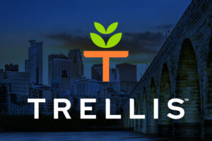 A graphic with the Trellis logo superimposed on a photo of the Minneapolis skyline.