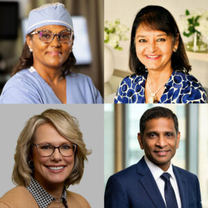 Collage of four headshots: Joanne Hill, Paurvi Bhatt, Natalie Halverson and Sreeni Checka.